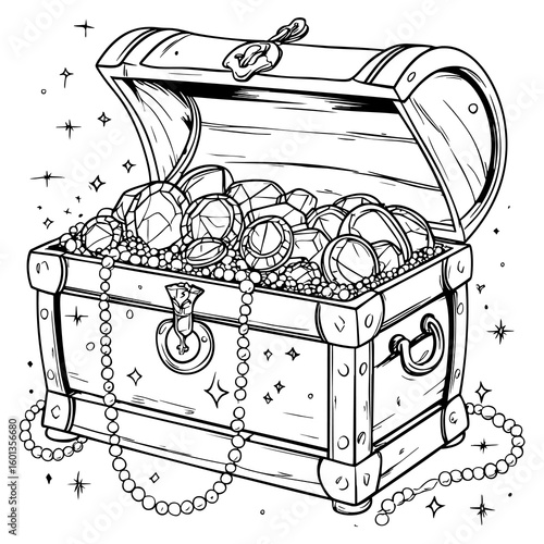 Open Treasure Chest Overflowing with Jewels and Sparkling Riches