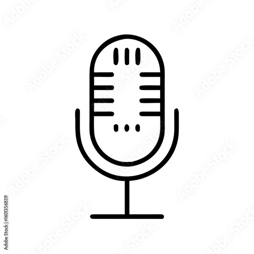Microphone icon in minimalist style with black outline design  