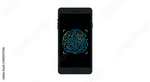 Fingerprint authentication on smartphone screen with biometric technology design
