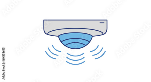 Minimalist smart ceiling sensor with blue wave signals