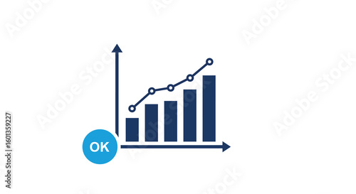 Growth chart with ascending bars and arrows indicating positive trend
