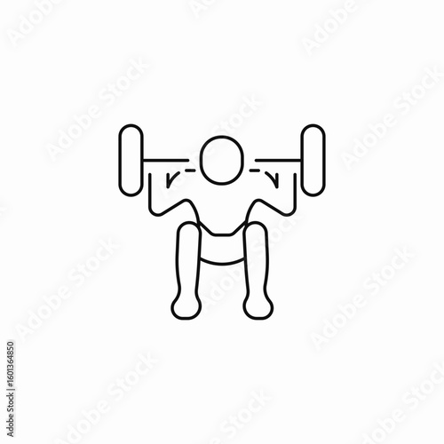 person squatting weights icon sign vector
