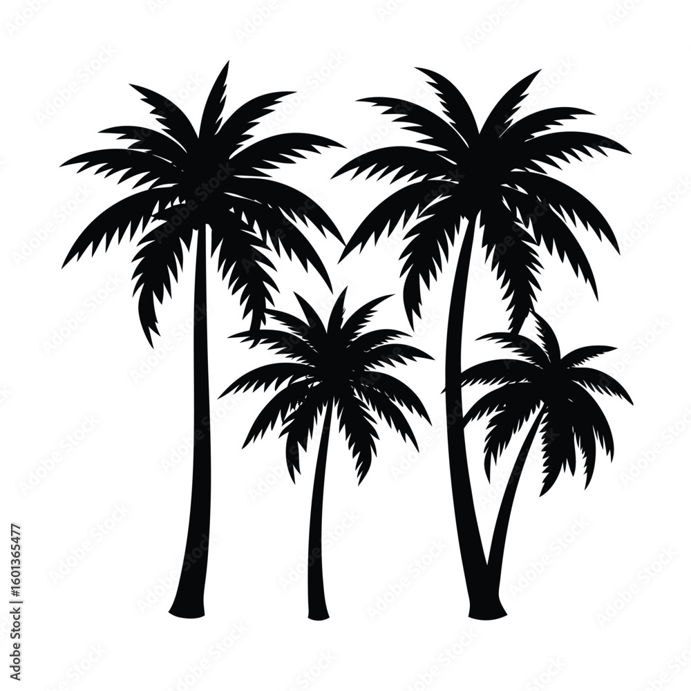 Fototapeta premium Black palm tree silhouettes