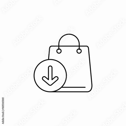shopping bag download icon sign vector