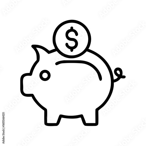 Piggy bank with coin symbolizing savings and financial planning  