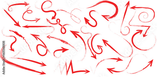 Vector Crayon & Marker Arrow Doodles Collection – Hand Drawn Curved lines, Swirl, sketches, Zigzag, Grunge Style Directional Pointers Set