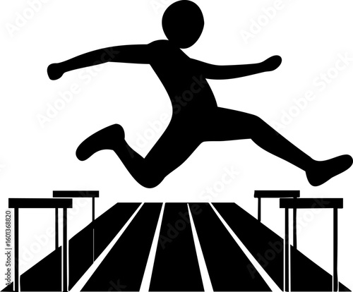 Silhouette of A person jumping over a hurdle