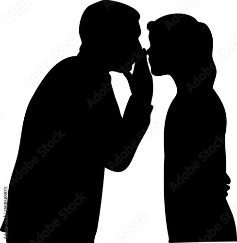 Silhouette of A person whispering into another's ear