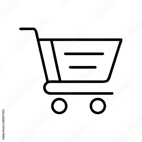 Shopping cart icon in minimalist line art style  