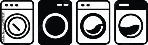 Washing machine silhouette vector icons set laundry appliance symbol for web design and mobile apps usage
