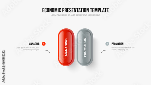 Professional Showcase 2 Step Diagram Slideshow Layout. Modern Insight Frame Template Vector Illustration. Advertising Campaign Two Element Infographic Slide Design.