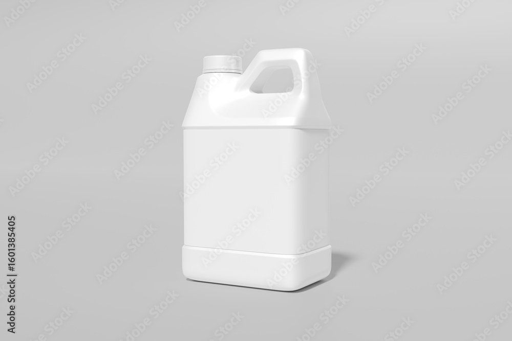 A plain white plastic container with a handle, suitable for liquids. The container has a square base and a slightly tapered top. A plain white plastic container with a handle, suitable for liquids. The container has a square base and a slightly tapered top.