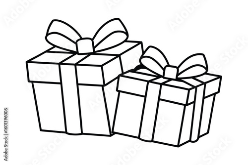 Wrapped Gifts Outline Drawing
