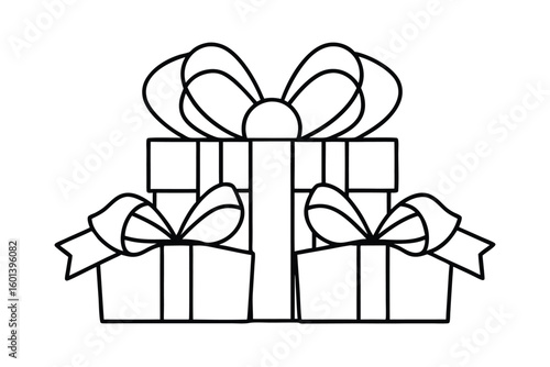 Wrapped Gifts Outline Drawing