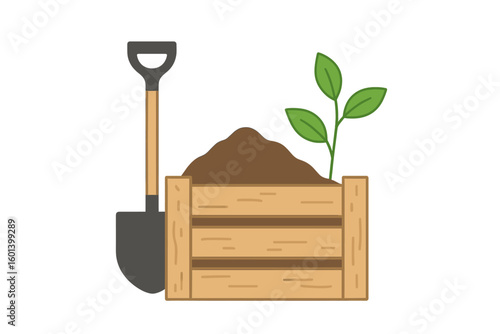 Composting bin for garden wood and organic fertilizer with worms, promoting recycling of organic waste and sustainable living
