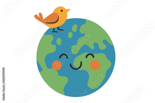 Modern flat vector concept illustration of a globe plated by trees, representing ecology and Earth day, for a creative landing web page template
