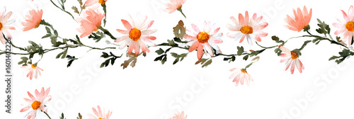 Wallpaper Mural Seamless peach daisy vines with watercolour style and delicate details Torontodigital.ca