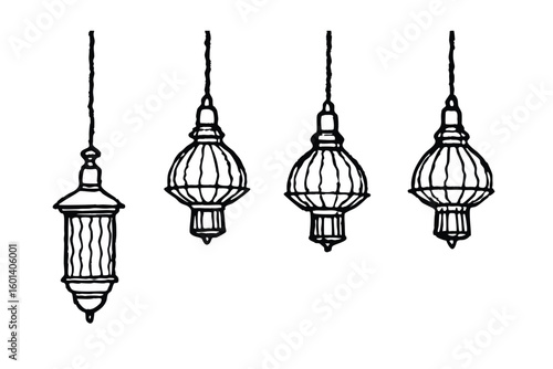 Hanging Lights Vintage Sketch