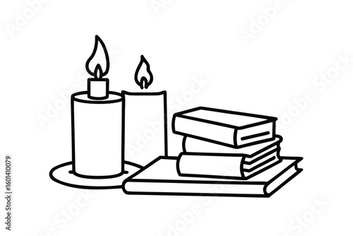 Books And Candles Doodle
