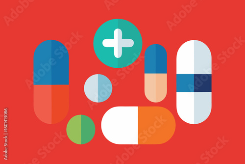 Simple vector illustration of medicines or dietary supplements