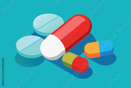 Simple vector illustration of medicines or dietary supplements