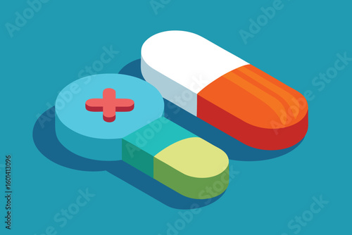 Simple vector illustration of medicines or dietary supplements