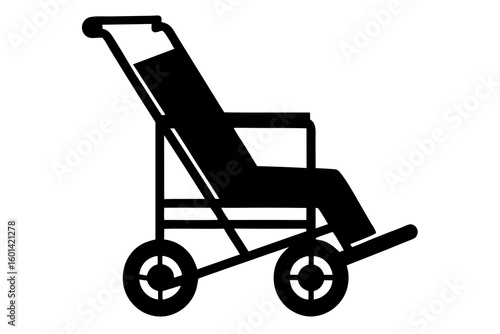 Emergency Evacuation Chair with Sturdy Wheels & Ergonomic Handles – Safe Mobility Impairment Stair Transport Vector Silhouette"