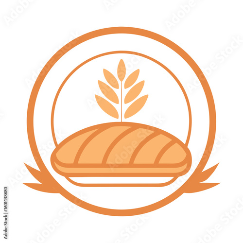 Artisan Bread Logo Vector with Wheat Icon – Soft Pastel Bakery Branding PNG Transparent