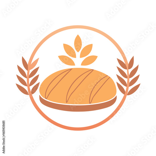 Artisan Bread Logo Vector with Wheat Icon – Soft Pastel Bakery Branding PNG Transparent