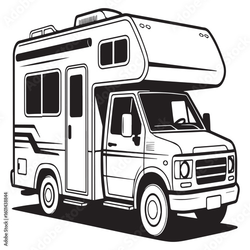 A classic rv stands ready for a crosscountry road trip isolated on white background
