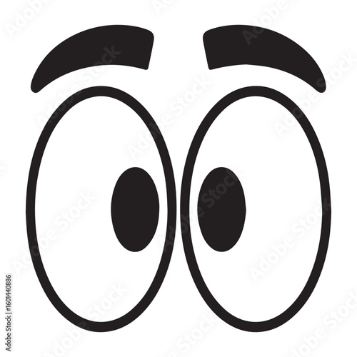 A pair of cartoon eyes gazing intently isolated on white background