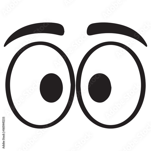 Cartoonish eyes looking curiously isolated on white background