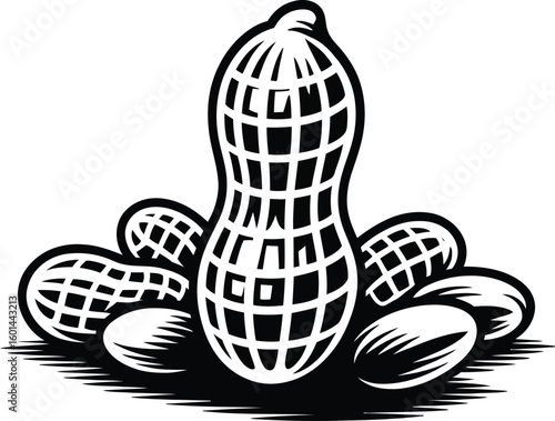 Stylized peanuts illustration showcases a cluster of shelled nuts with a bold, graphic design, perfect for food-related themes, snack branding, or agricultural concepts.