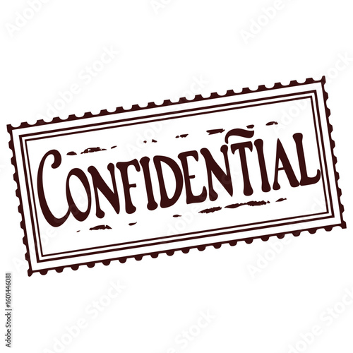 Stamped confidential message in a rectangular boarder illustrates information sensitivity with transparent background