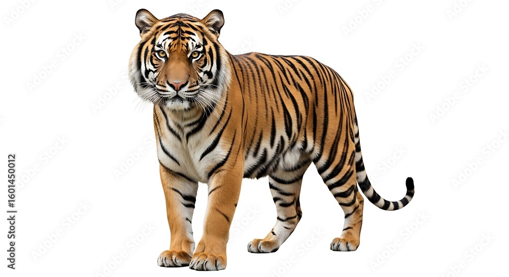 Obraz premium Majestic bengal tiger standing proudly on a white background