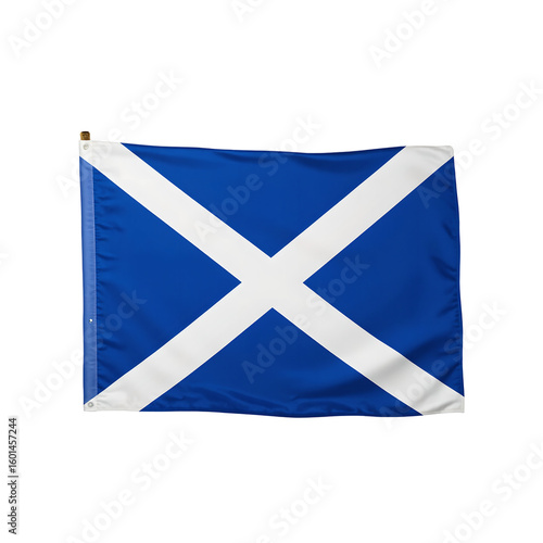 Scottish saltire flag iconic white X on blue isolated on white Representing Scotlands rich heritage and national pride