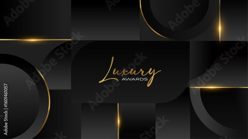 Black and Gold Award Background. Modern Luxury and Premium Design Template. Beautiful Wedding Template. Celebrating Graphics for Birthday and Event occasion. Royal Looking Creative Design Pattern.