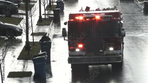 Fire Department And Truck On Neighborhood Streets