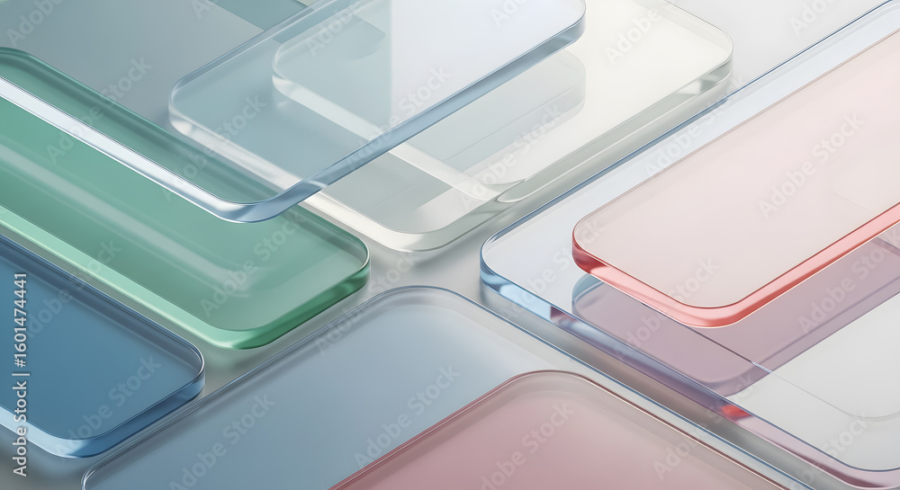 Abstract Geometric Transparent glass blocks cubes Shapes with with soft gradient lighting. Abstract Geometric Transparent glass blocks cubes Shapes with with soft gradient lighting.