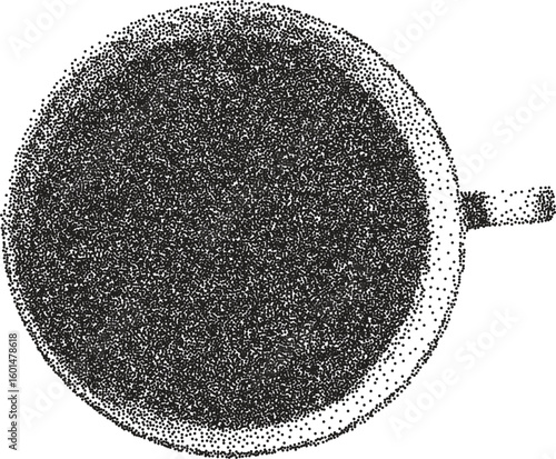 Coffee vintage y2k stipple art, espresso halftone stipple brutalist retro vector png with transparent background, brew 2000s aesthetic photocopy effect tattoo