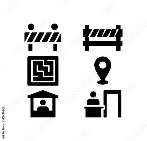 solid icon isolated impassability barrier wall impassability blockade fence impassability thicket maze impassability choke point marker impassability guard post impassability security