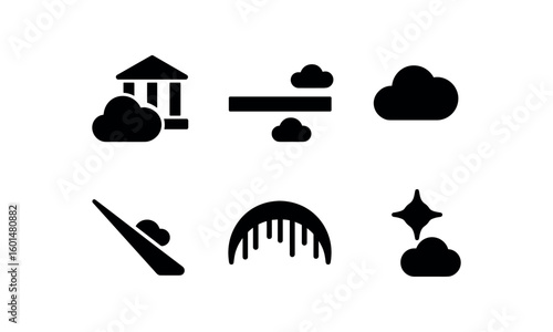 solid icon isolated sky cloud bank sky horizon gradient sky stratospheric layer sky vapour trail sky aurora arc sky zenith point