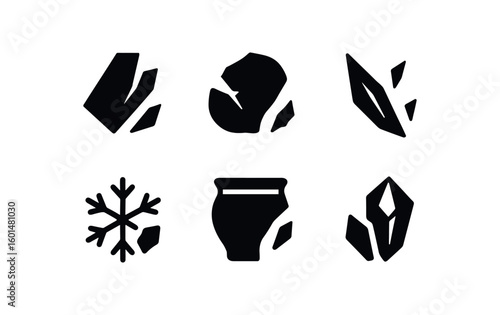 solid icon isolated shards glass fragment prism shards ceramic chip piece shards metallic splinter tip shards ice flake splinter shards pottery shard fragment shards chip sliver