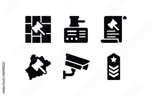 solid icon isolated authority power map authority command console authority mandate scroll authority jurisdiction map authority oversight camera authority rank insignia