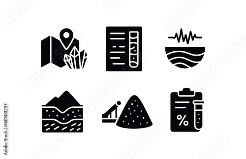 solid icon isolated deposit mineral map deposit lithology log deposit seismic survey deposit section deposit stockpile yard deposit grade analysis