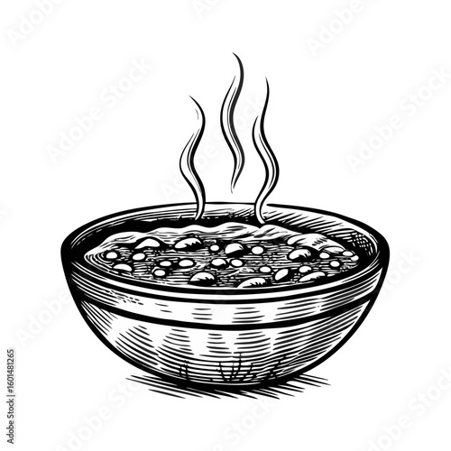 Bowl of hot lentil soup with steaming aroma. Nutritious lentil soup offers comfort and warmth. Enjoy this hearty bowl of lentil soup,