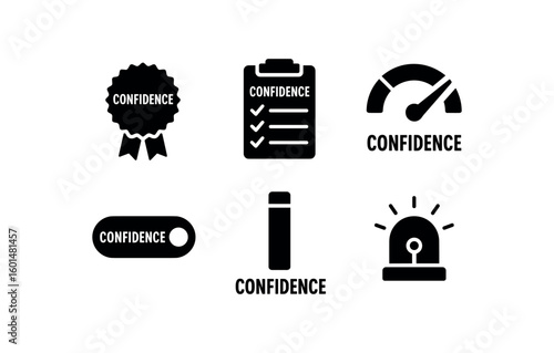 solid icon isolated confidence voting sticker confidence survey form confidence level indicator confidence activation switch confidence threshold marker confidence beacon lamp