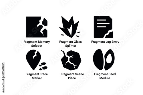 solid icon isolated fragment memory snippet fragment glass splinter fragment log entry fragment trace marker fragment scene piece fragment seed module