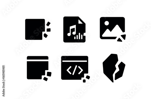 solid icon isolated fragment file segment fragment o clip fragment image tile fragment data packet fragment code snippet fragment shard piece