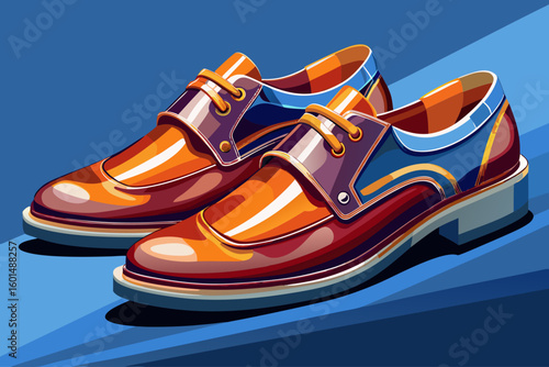 vector of A model of beautiful leather men's shoes on a blue background...